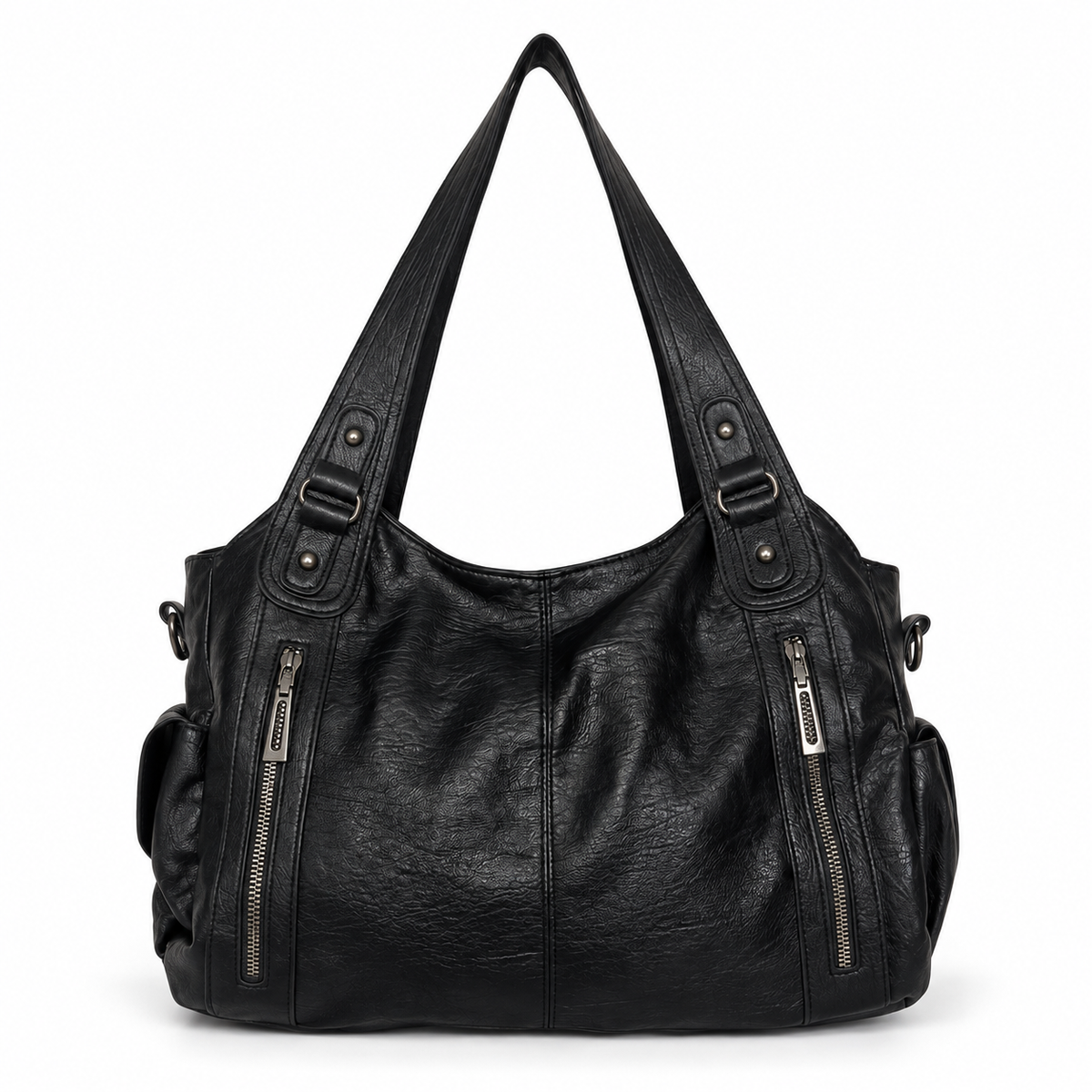 Damen Schultertasche | Weiche Alltagstasche aus veganem Leder mit viel Stauraum