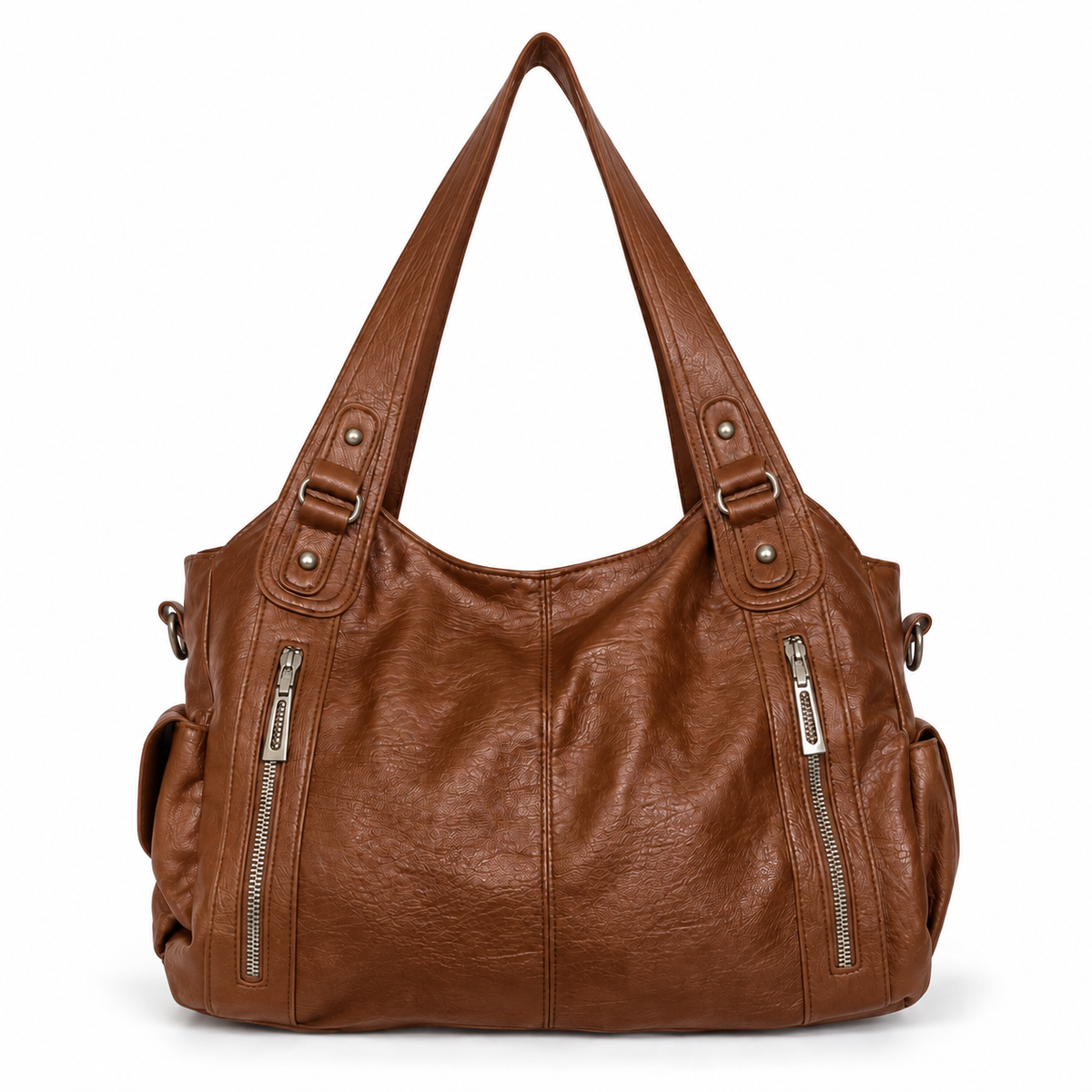Damen Schultertasche | Weiche Alltagstasche aus veganem Leder mit viel Stauraum