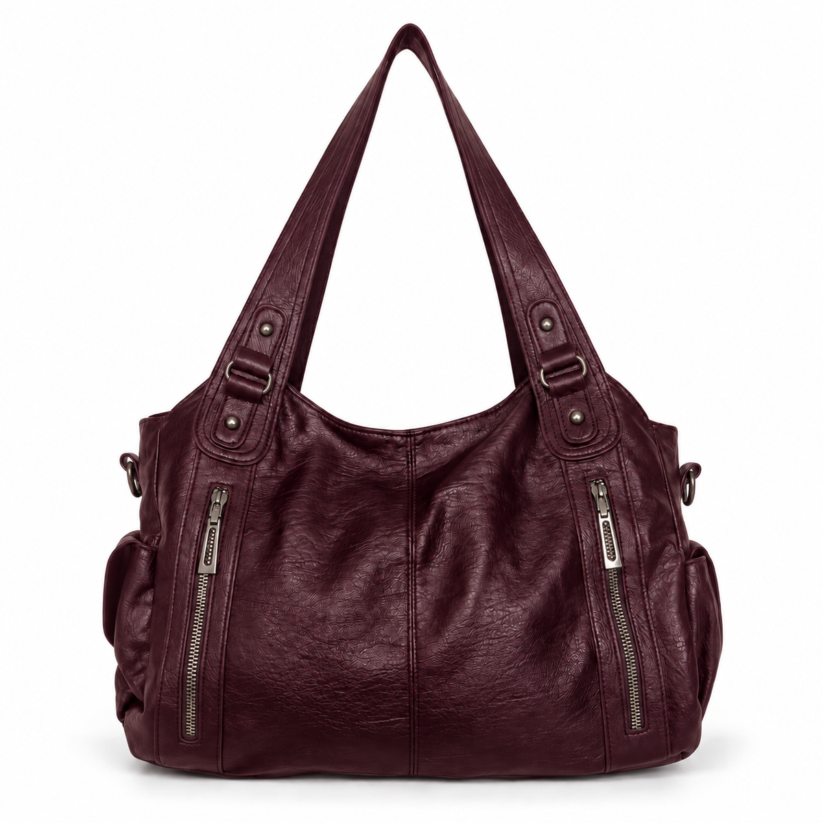 Damen Schultertasche | Weiche Alltagstasche aus veganem Leder mit viel Stauraum