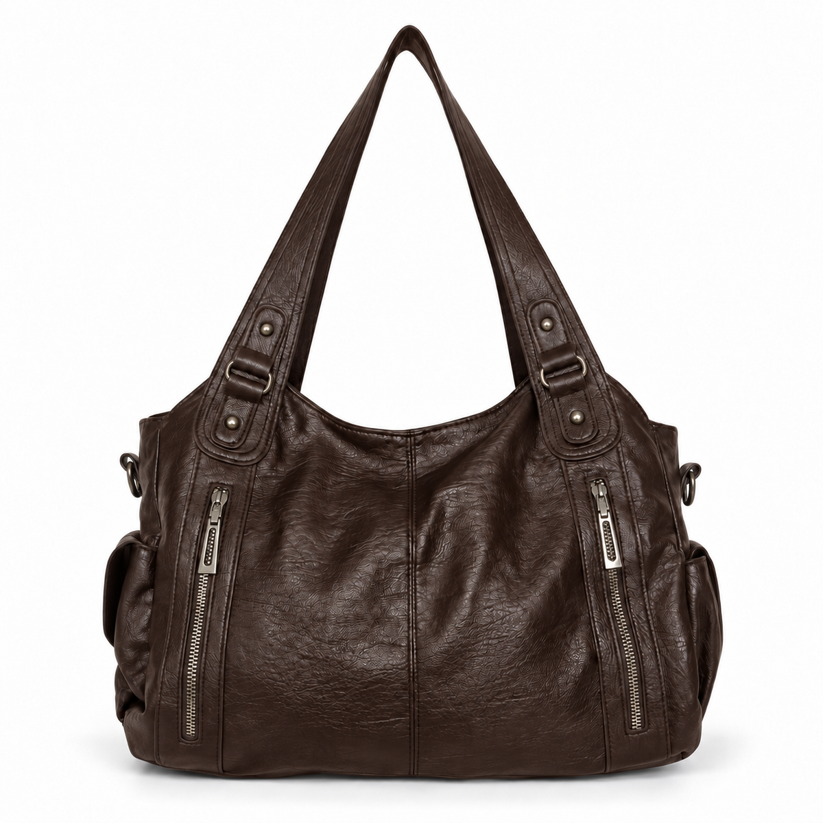 Damen Schultertasche | Weiche Alltagstasche aus veganem Leder mit viel Stauraum