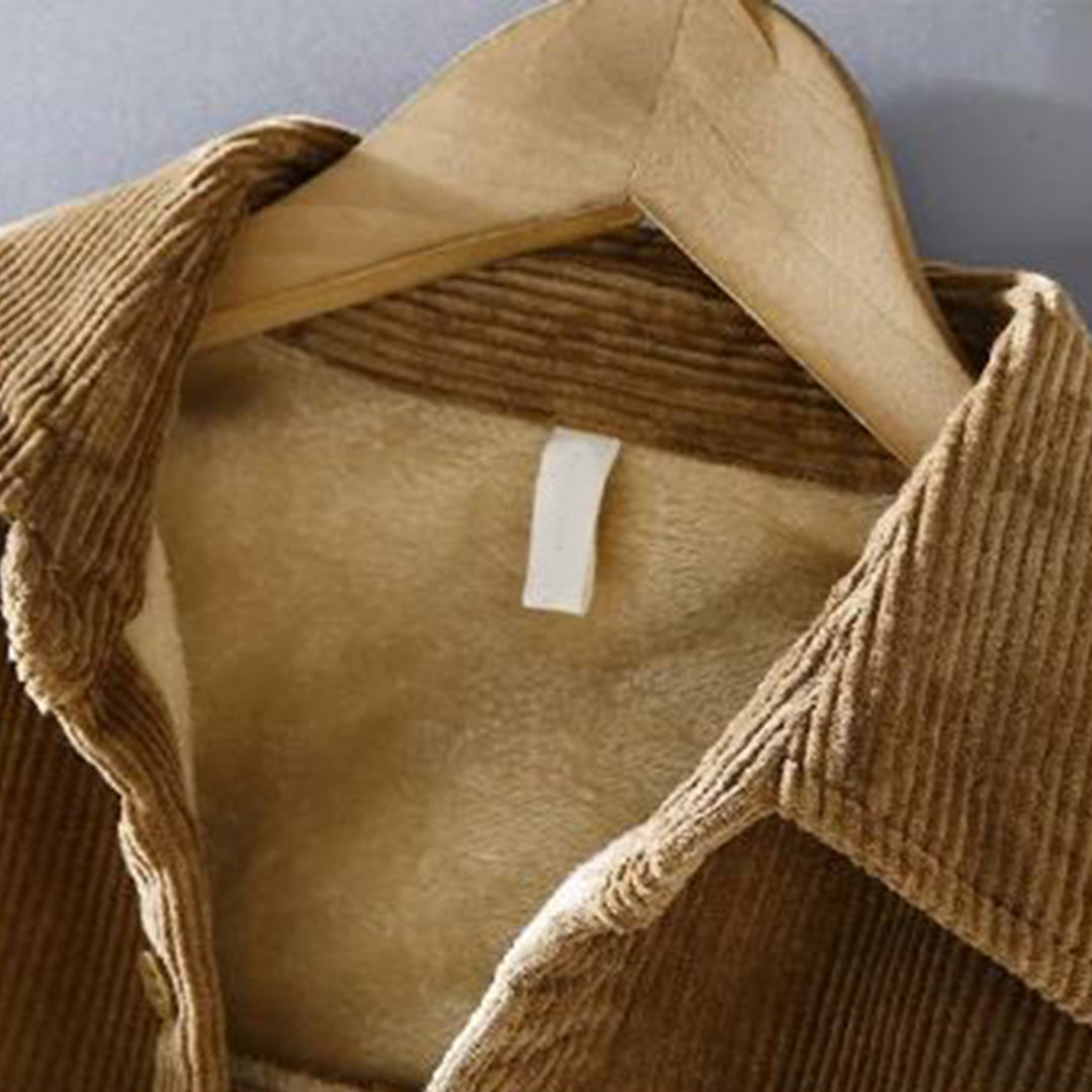 Rudolf | Herren Cord Overshirt mit Fleecefutter & Knopfleiste – Warmes Winterhemd mit Umlegekragen