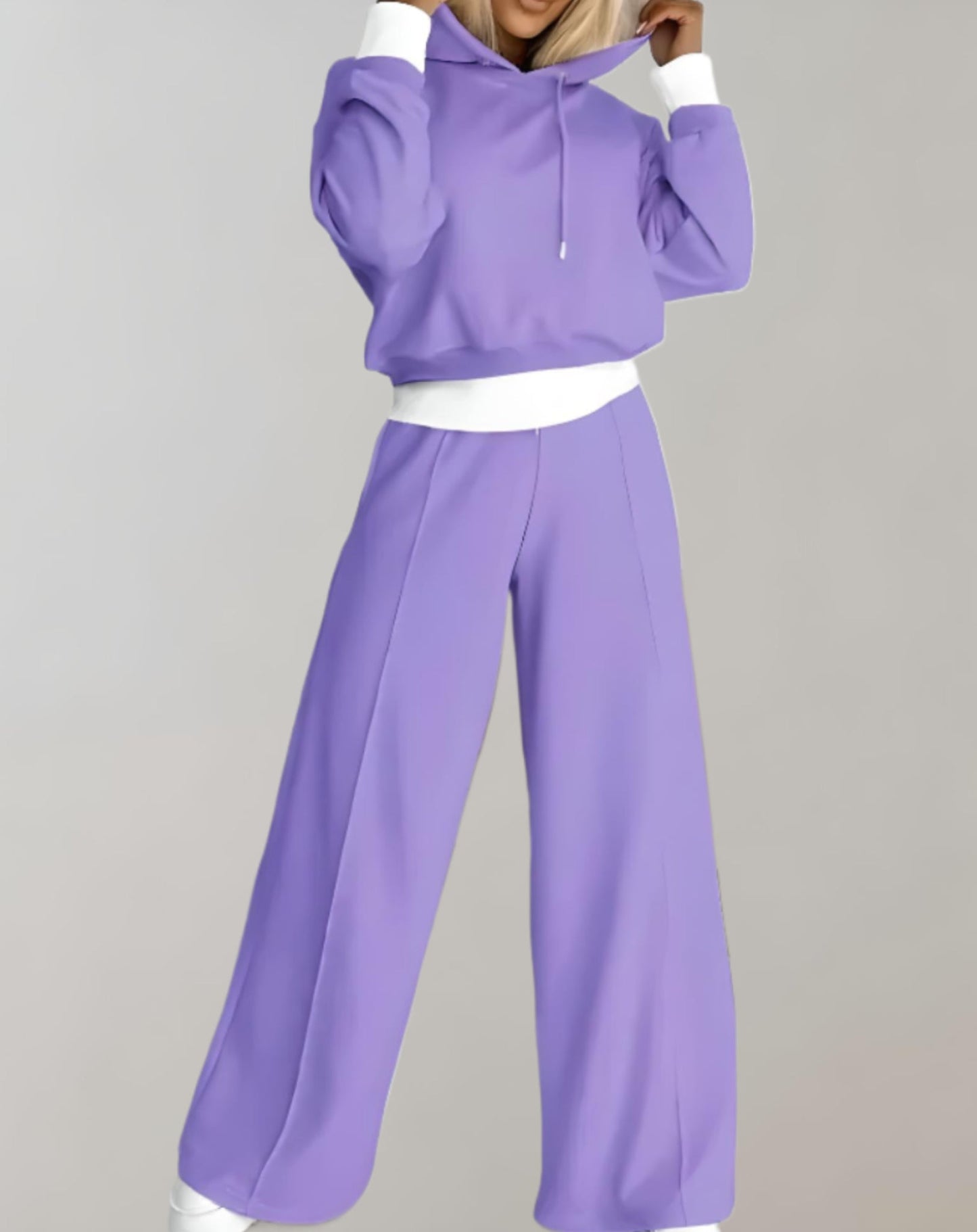 Damen 2-teiliger Hoodie-Trainingsanzug | Lässiger Streetstyle mit Weitbein-Hose