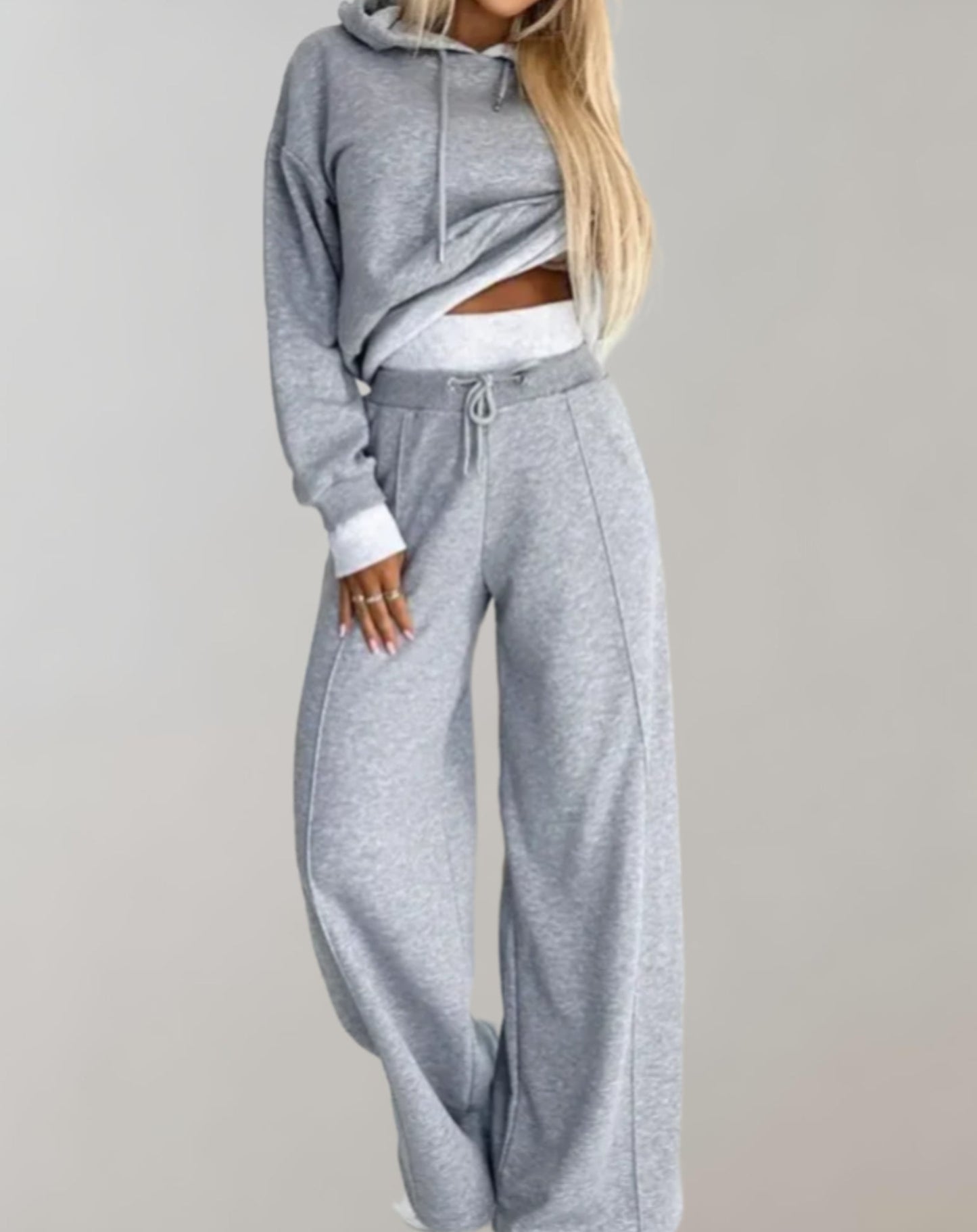 Damen 2-teiliger Hoodie-Trainingsanzug | Lässiger Streetstyle mit Weitbein-Hose