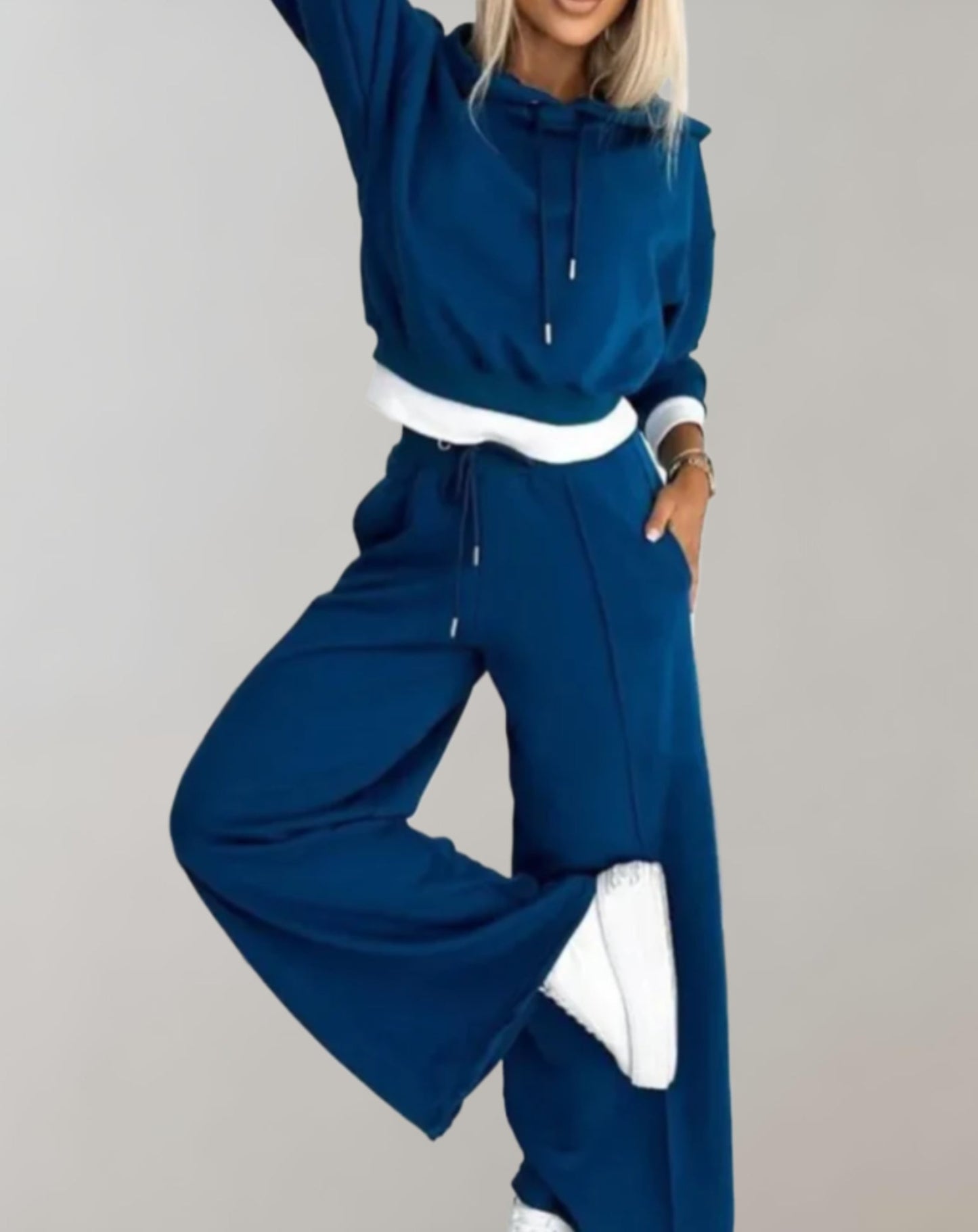 Damen 2-teiliger Hoodie-Trainingsanzug | Lässiger Streetstyle mit Weitbein-Hose