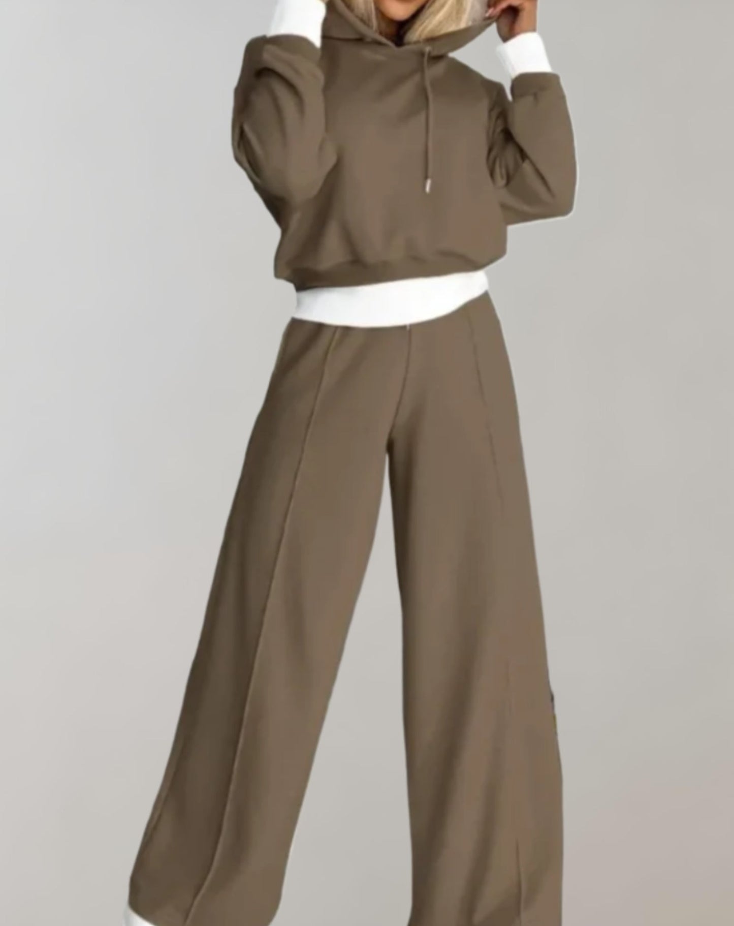 Damen 2-teiliger Hoodie-Trainingsanzug | Lässiger Streetstyle mit Weitbein-Hose
