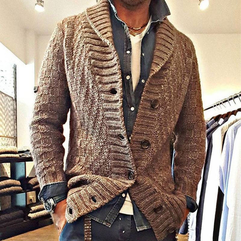 Samuel | Herren Strickjacke im Vintage-Stil mit Knopfleiste & Reverskragen – Klassischer Feinstrick-Cardigan für kühle Tage
