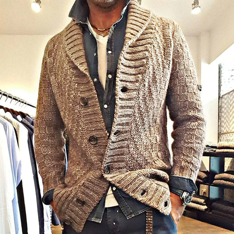 Samuel | Herren Strickjacke im Vintage-Stil mit Knopfleiste & Reverskragen – Klassischer Feinstrick-Cardigan für kühle Tage