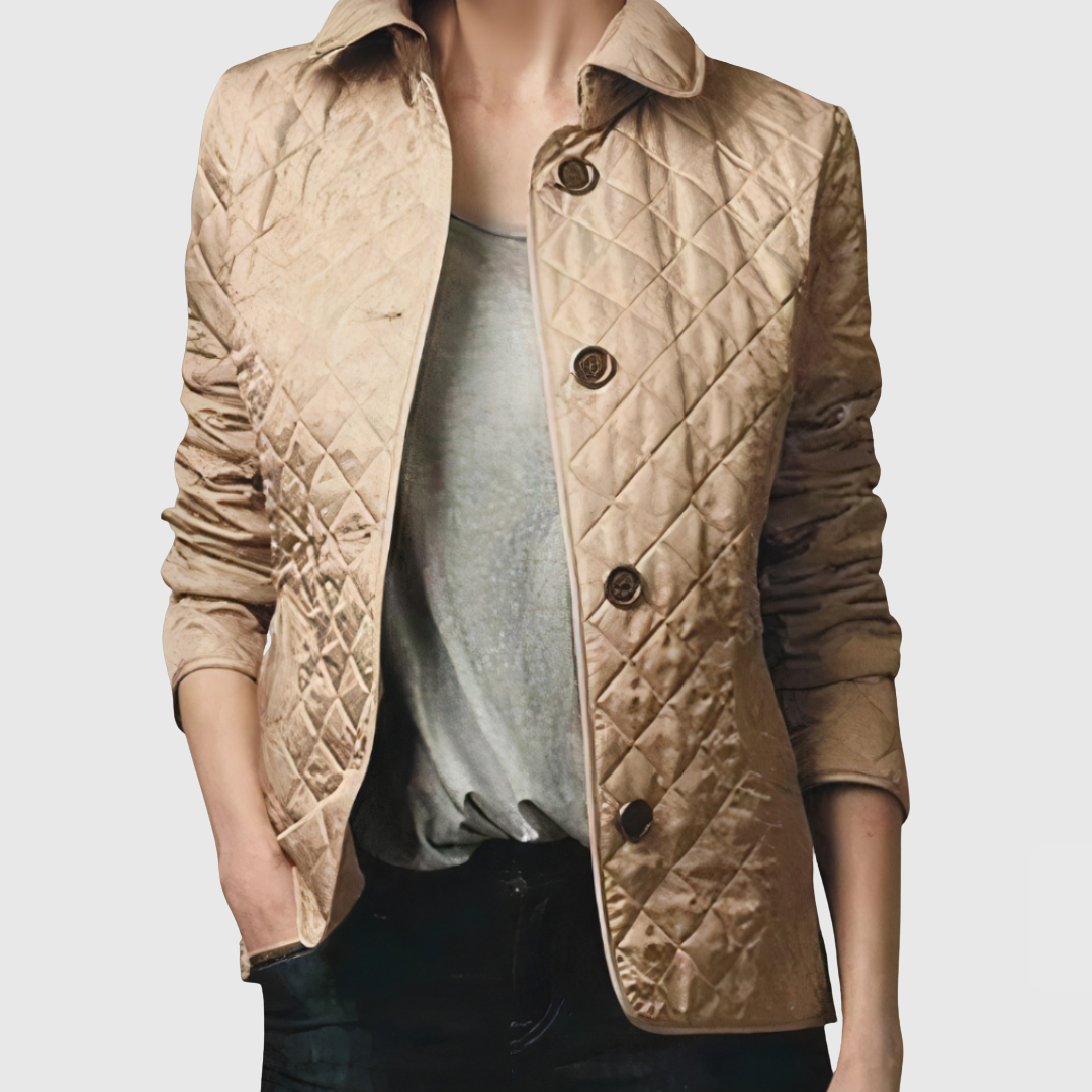 Gestepfte Damen Übergangsjacke mit Taillenriegel | Modern & Figurschmeichelnd