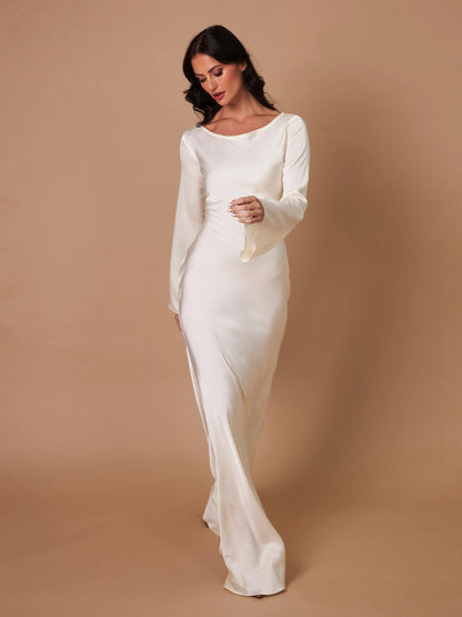 Elegantes Damen Abendkleid Maxikleid Figurbetont | Lange Ärmel & Luxuriöser Look