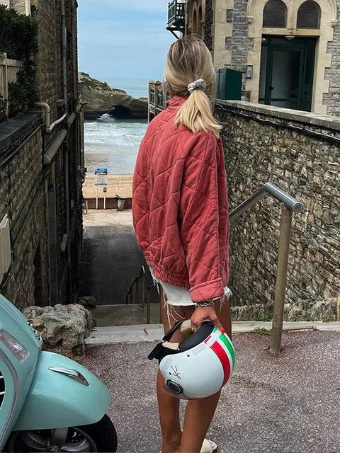 Cynewyn | Damen Leichte Steppjacke mit Knöpfen in Solider Farbe für Alltag & Casual