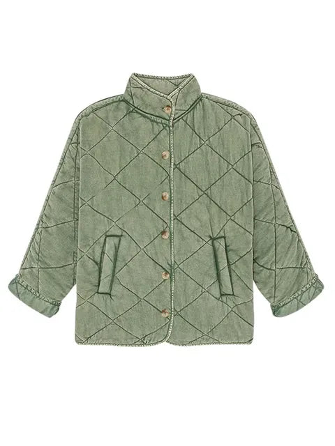 Cynewyn | Damen Leichte Steppjacke mit Knöpfen in Solider Farbe für Alltag & Casual