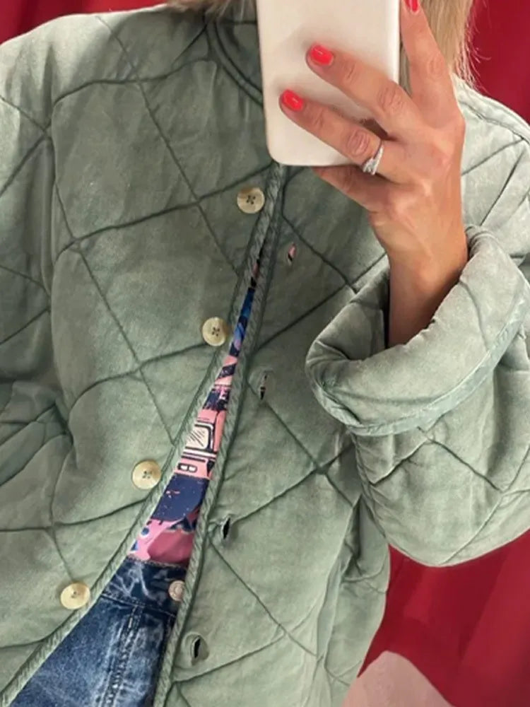 Cynewyn | Damen Leichte Steppjacke mit Knöpfen in Solider Farbe für Alltag & Casual