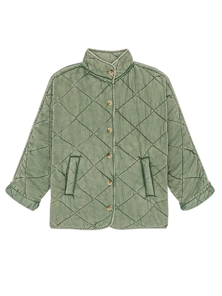 Cynewyn | Damen Leichte Steppjacke mit Knöpfen in Solider Farbe für Alltag & Casual