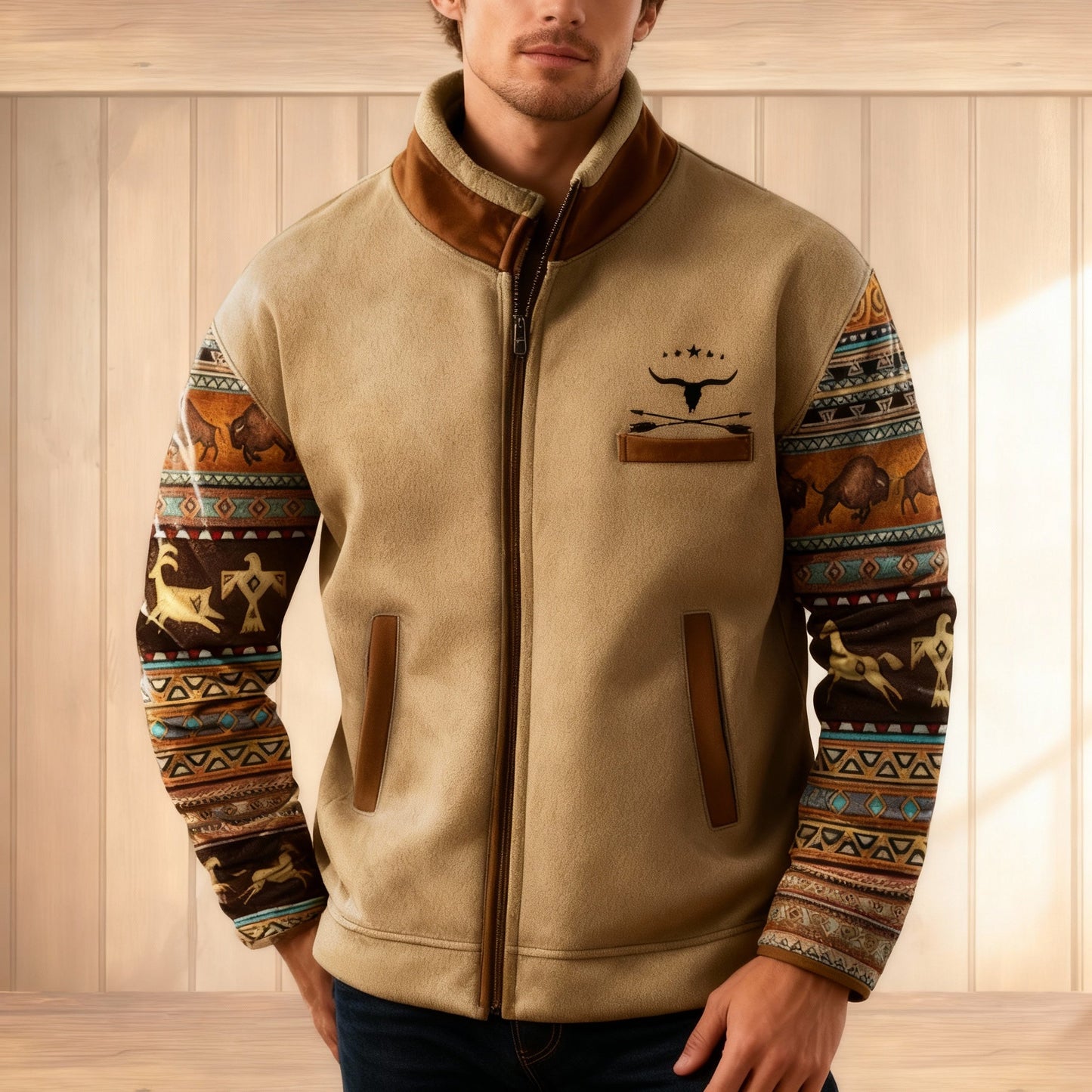 Herren Fleecejacke mit 3D-Print – Leicht, Warm & Stylisch für Alltag und Outdoor