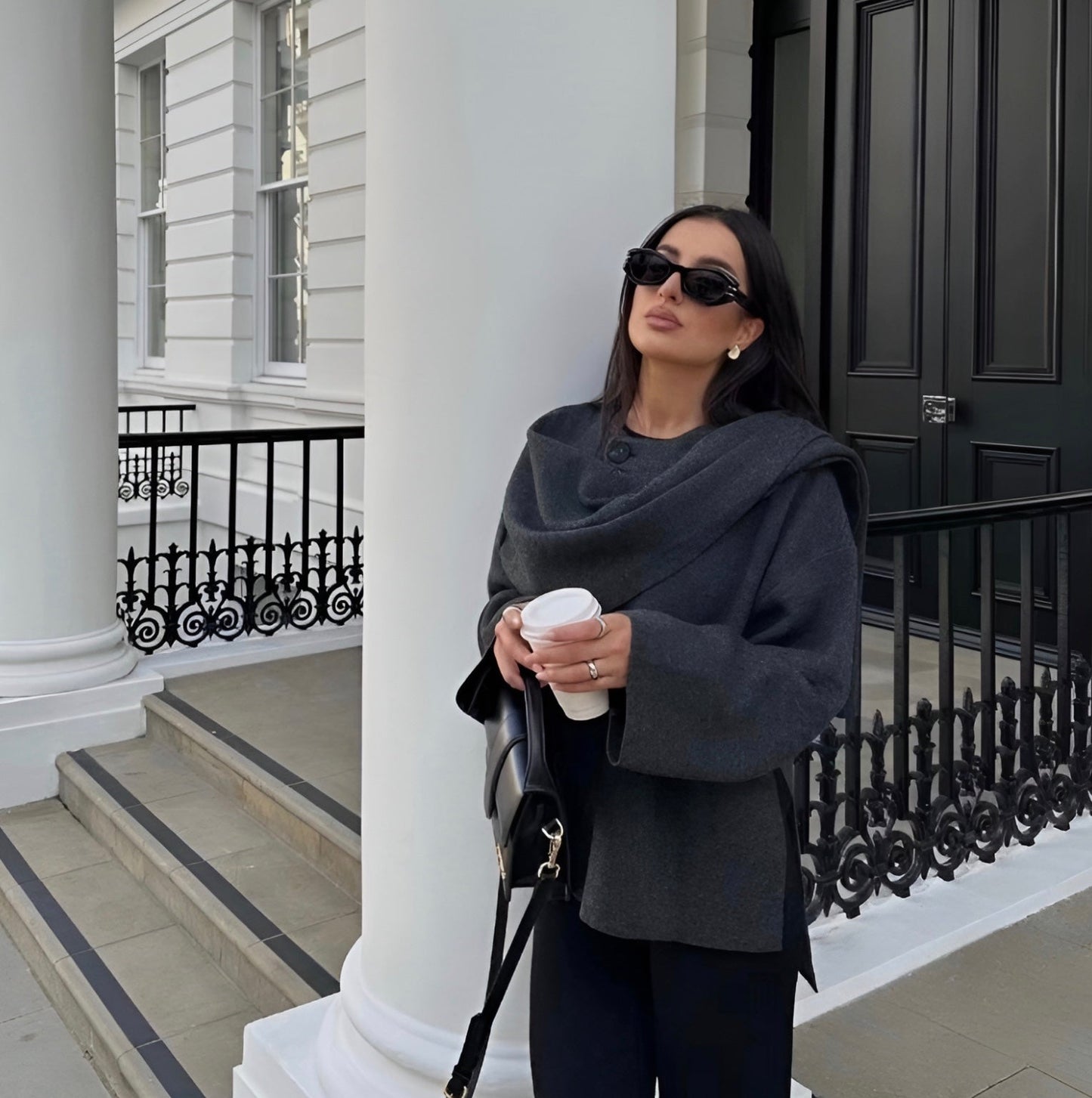 Ameliora | Damen Poncho Asymmetrisch aus Wolle, Eleganter Winter-Poncho für Wärme & Stil