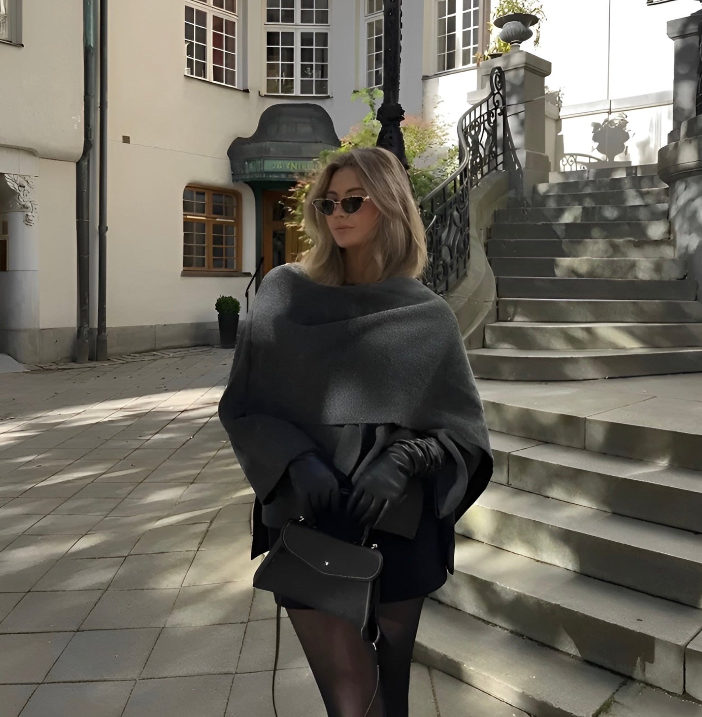 Ameliora | Damen Poncho Asymmetrisch aus Wolle, Eleganter Winter-Poncho für Wärme & Stil