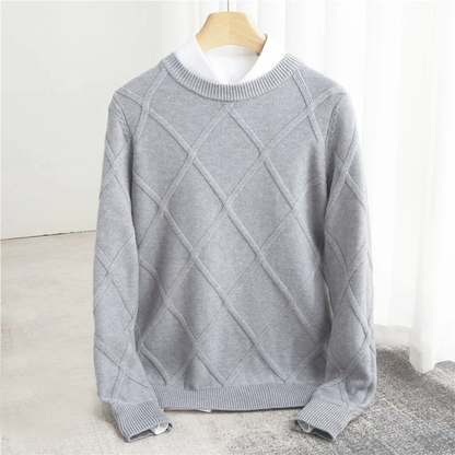 Klassischer Strukturierter Herren Cashmere-Pullover – Luxuriös, Warm & Zeitlos