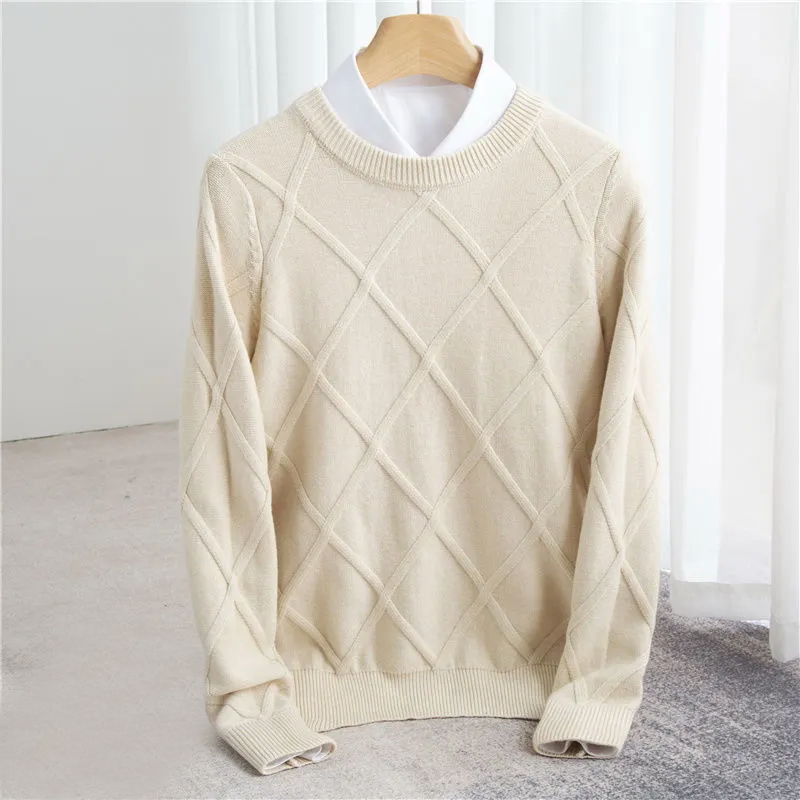 Klassischer Strukturierter Herren Cashmere-Pullover – Luxuriös, Warm & Zeitlos