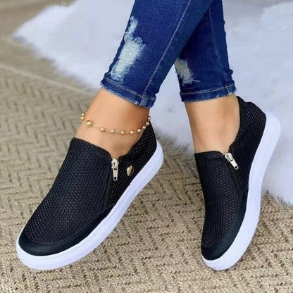 Lenja | Damen Slip-On Plattformschuhe mit Seitlichem Reißverschluss – Stylisch, Komfortabel & Alltagstauglich