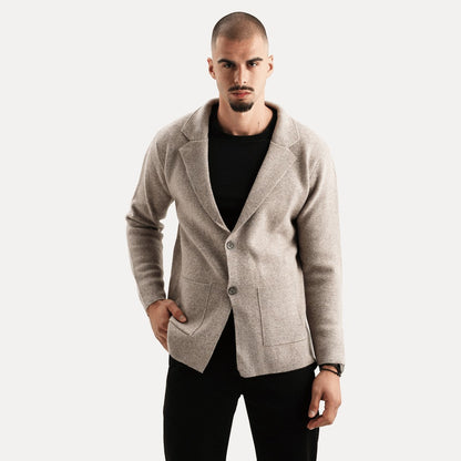 Sebastian | Herren Strickjacke mit Reverskragen & Knopfleiste – Eleganter Woll-Look Cardigan für Alltag & Business