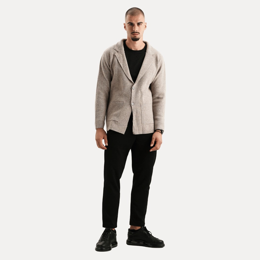 Sebastian | Herren Strickjacke mit Reverskragen & Knopfleiste – Eleganter Woll-Look Cardigan für Alltag & Business