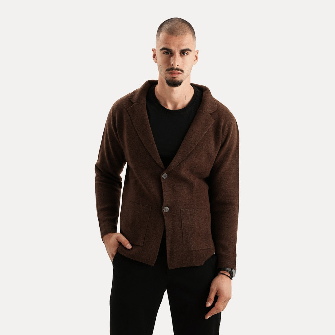 Sebastian | Herren Strickjacke mit Reverskragen & Knopfleiste – Eleganter Woll-Look Cardigan für Alltag & Business
