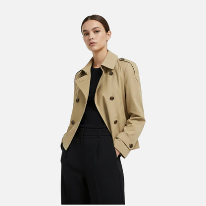 Elegante Damen Kurzjacke mit Stehkragen & Bindegürtel – Stilvoll & Feminin für Alltag & Büro