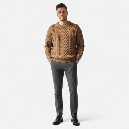 Herren Knit-Pullover mit Strukturiertem Zopfmuster – Klassisch, Warm & Vielseitig für Alltag & Office