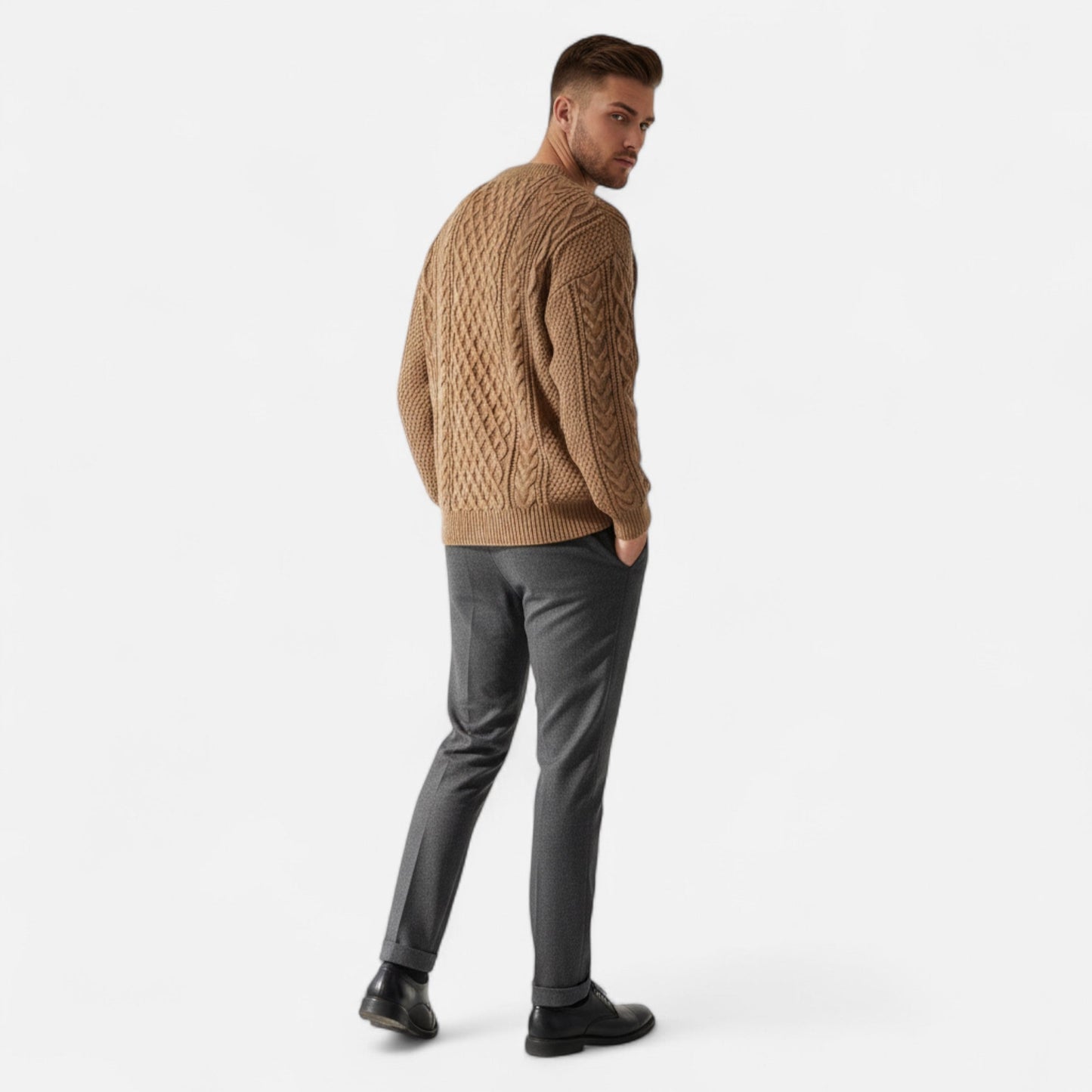 Herren Knit-Pullover mit Strukturiertem Zopfmuster – Klassisch, Warm & Vielseitig für Alltag & Office