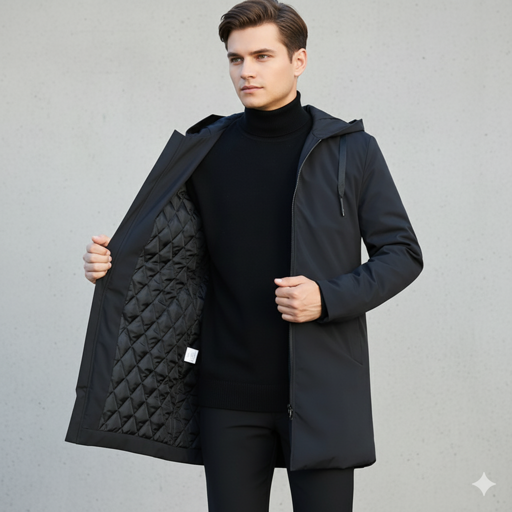 Cedric | Herren Winterjacke mit Kapuze & Reißverschluss | Modern, Wind- und Wasserdicht für Herbst & Winter