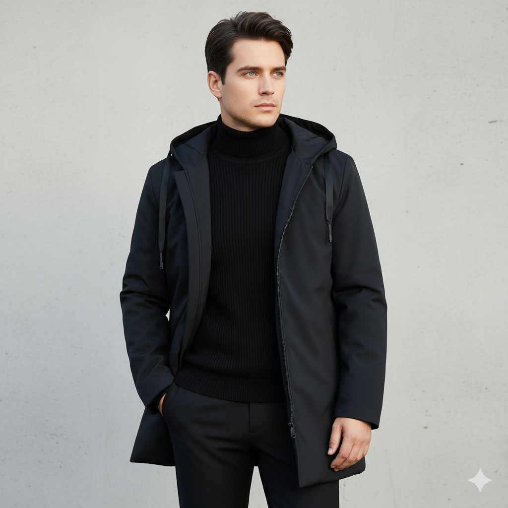 Cedric | Herren Winterjacke mit Kapuze & Reißverschluss | Modern, Wind- und Wasserdicht für Herbst & Winter