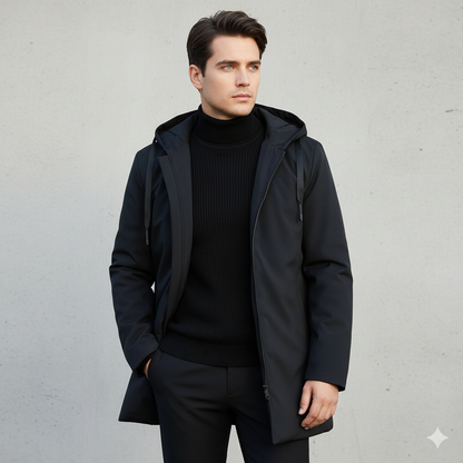 Cedric | Herren Winterjacke mit Kapuze & Reißverschluss | Modern, Wind- und Wasserdicht für Herbst & Winter