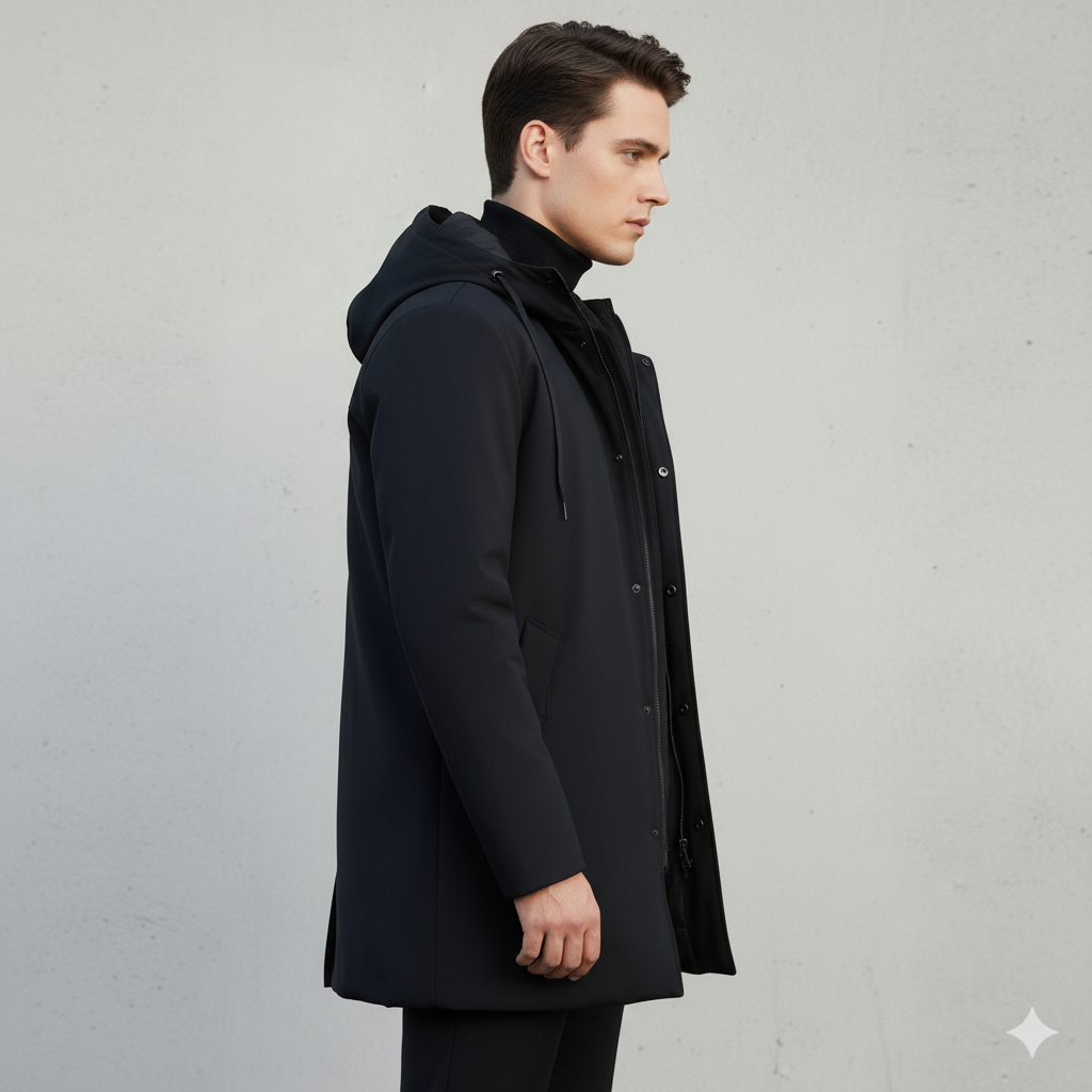 Cedric | Herren Winterjacke mit Kapuze & Reißverschluss | Modern, Wind- und Wasserdicht für Herbst & Winter