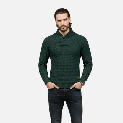 Jasper | Herren Strickpullover mit Knopfleiste – Klassischer Winterpullover in Solider Farbe