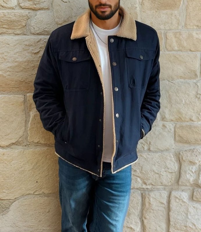 Elias | Herren Winterjacke mit Fleecefutter – Stylische Jacke mit Knöpfen & Reverskragen für kalte Tage