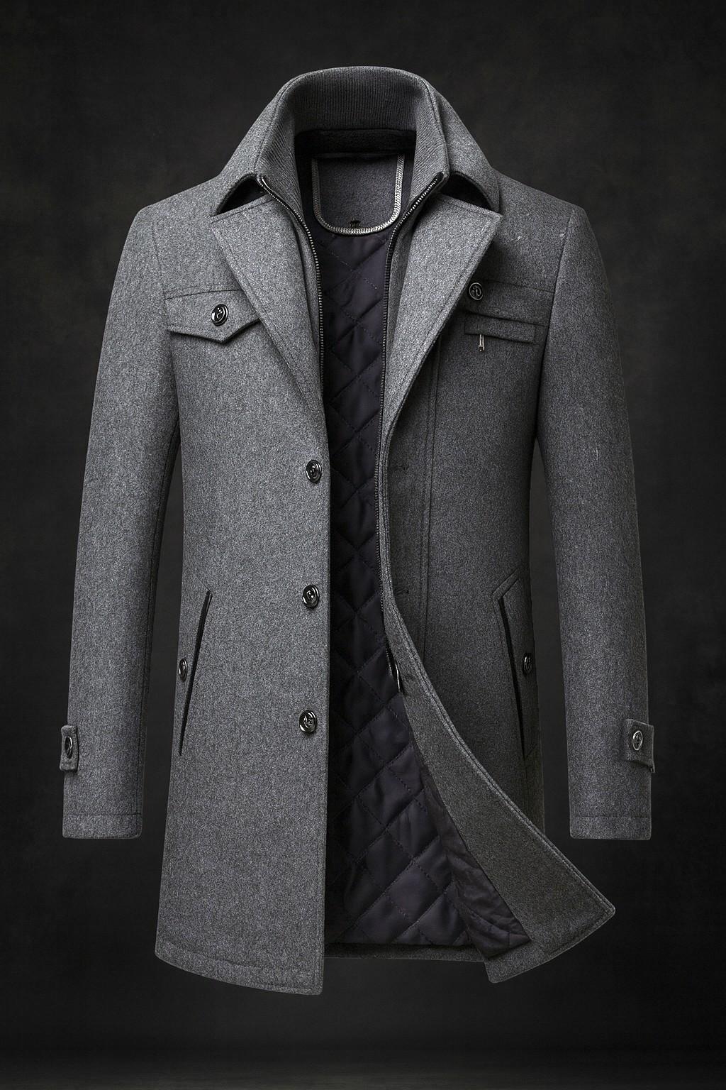 Herren Eleganter Wintermantel | Klassischer Business-Mantel mit gesteppter Fütterung