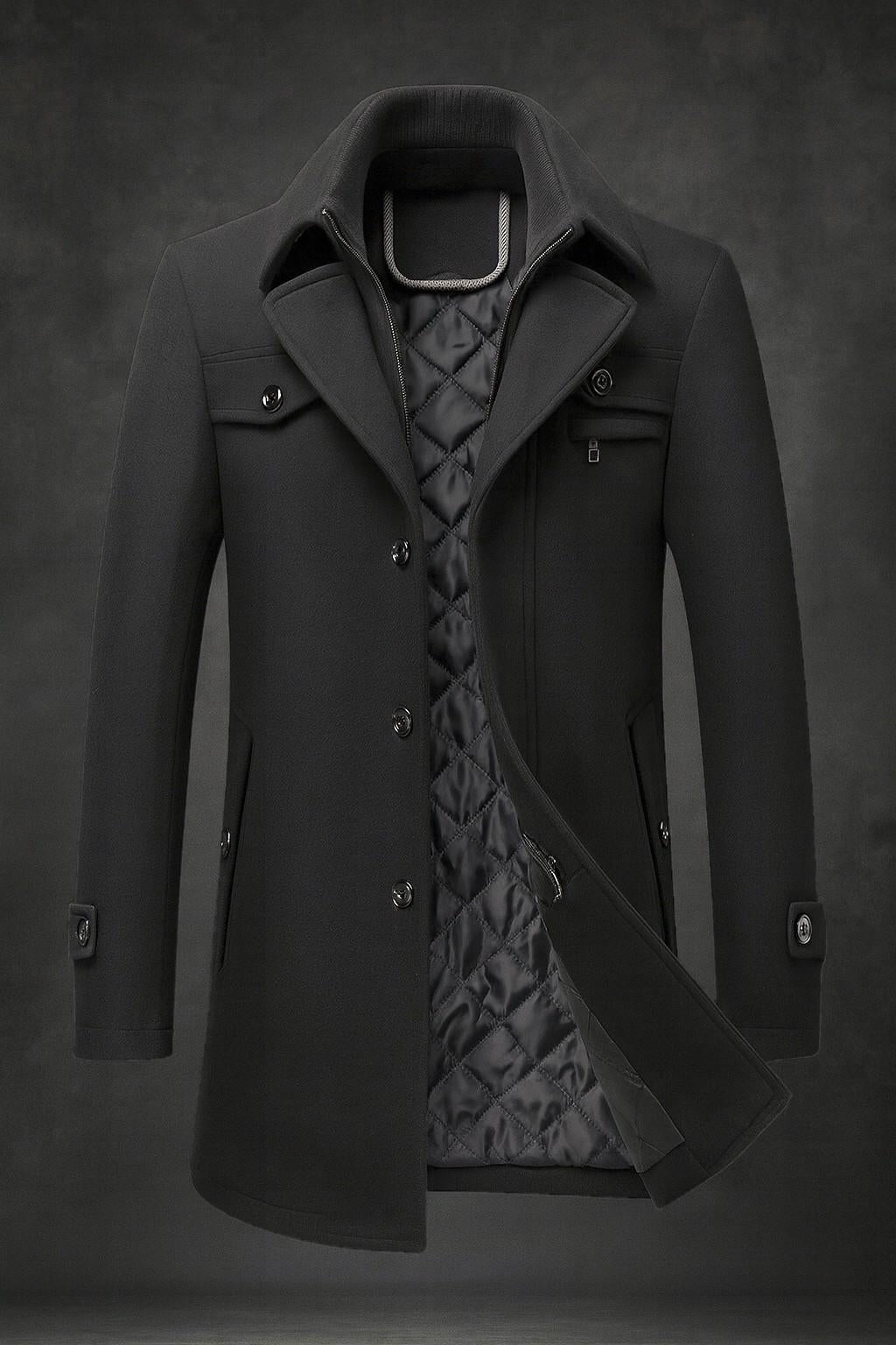 Herren Eleganter Wintermantel | Klassischer Business-Mantel mit gesteppter Fütterung