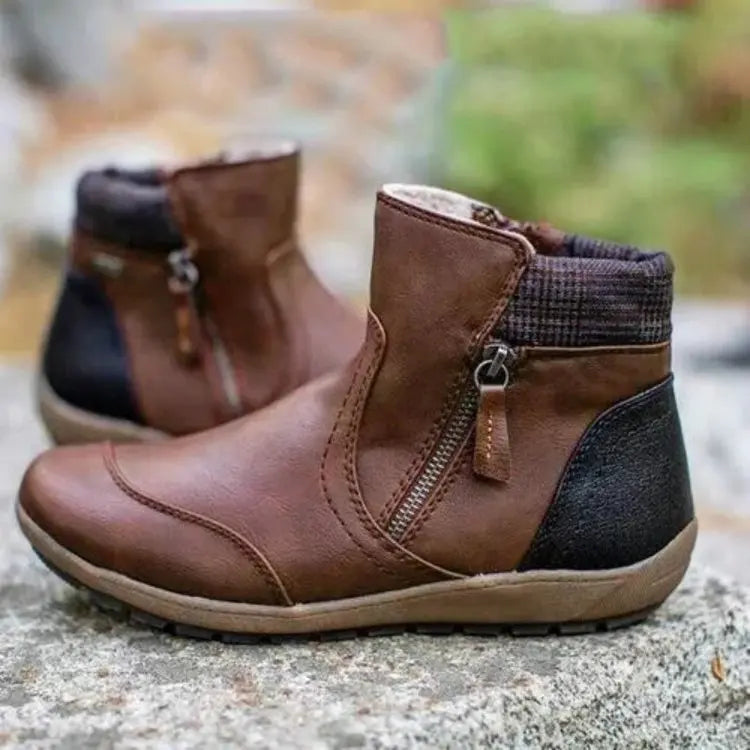 Damen Stiefeletten mit Futter & Reißverschluss | Warm, Lässig & Wintertauglich