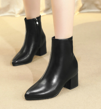 Prunisse | Damen Ankle Boots mit Blockabsatz & Seitlichem Reißverschluss – Stylische Spitz-Toe Stiefeletten für Business und Freizeit