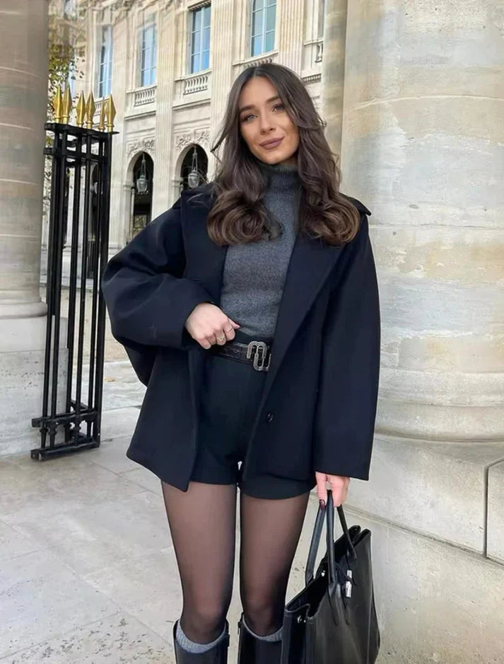 Damen Oversize Wolljacke mit weitem Ärmel | Stylischer Winter-Layer für City & Alltag