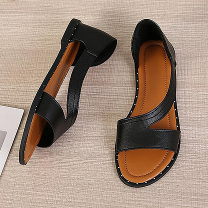 Elena | Damen Sommer-Sandalen mit Offener Spitze & Geschlossener Ferse – Bequem, Flach & Einfach zum Reinschlüpfen
