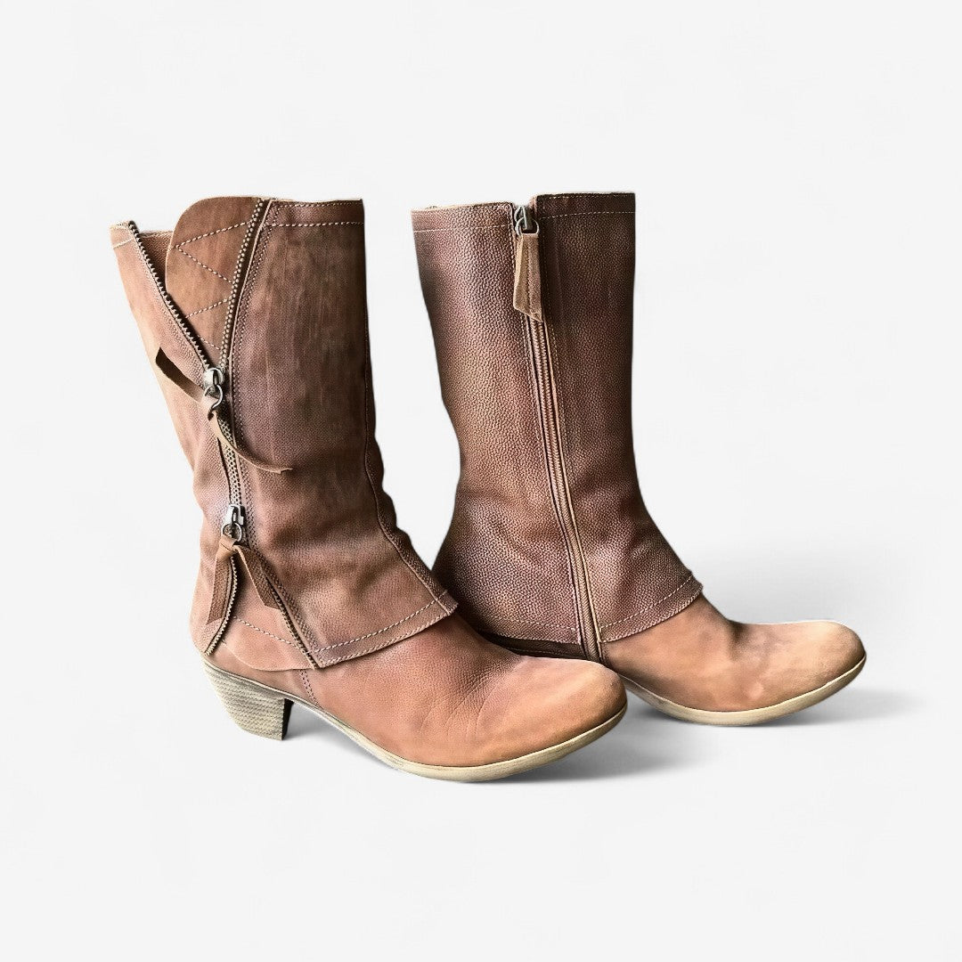 Leder Damenstiefel mit Reißverschluss | Stilvoller Komfort für Herbst & Winter