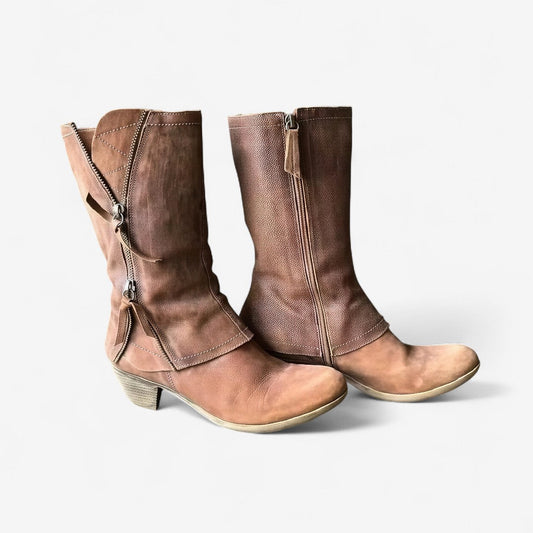 Leder Damenstiefel mit Reißverschluss | Stilvoller Komfort für Herbst & Winter