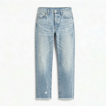 Damen Jeans | Gerade Jeans mit ausgefranstem Saum und lässiger Waschung