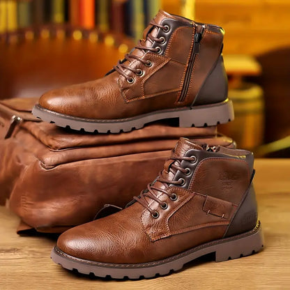 Cardwell | Herren Lace-Up Ankle Boots mit Reißverschluss & robuster Profilsohle