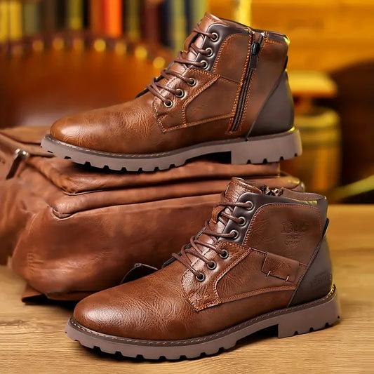 Cardwell | Herren Lace-Up Ankle Boots mit Reißverschluss & robuster Profilsohle
