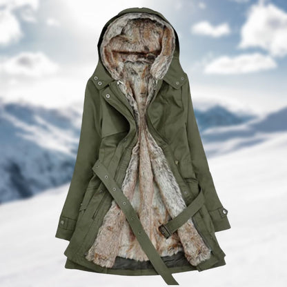 Damen Parka mit Kapuze & Taillengürtel | Warmer Wintermantel für Stadt & Outdoor