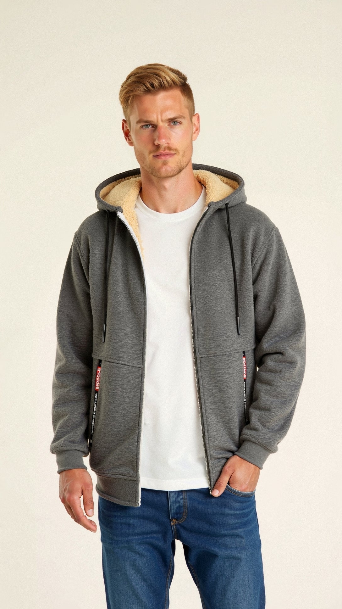 Jonas | Herren Hoodie mit Fleecefutter – Kapuzenjacke mit Reißverschluss & Kordelzug für Komfort & Stil