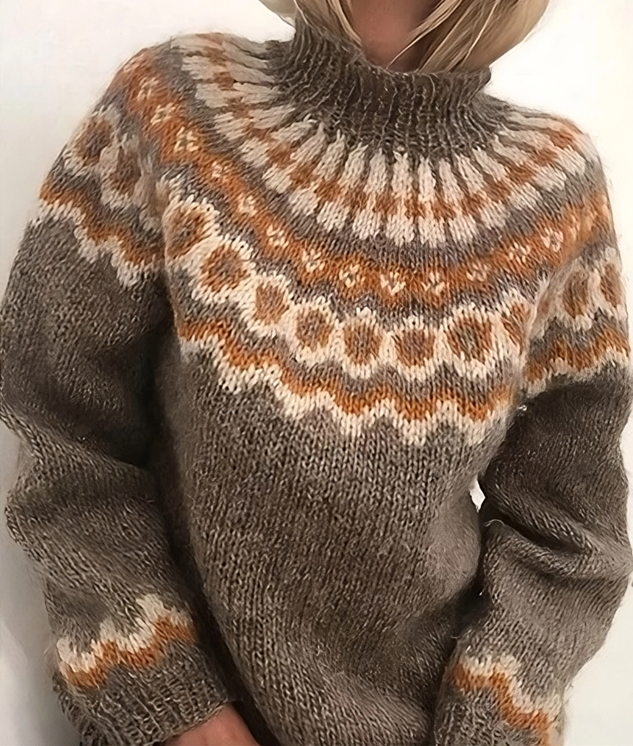 Norweger Rollkragenpullover Damen | Warmer Winterpullover mit klassischem Muster
