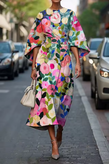 Damen Midikleid mit Eleganter Kimono-Silhouette | Femininer Schnitt für Stilvolle Auftritte